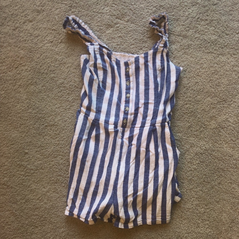 Blue and white Hollister romper
